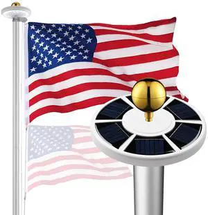 Yescom Bravery 30ft 13 Gauge Heavy Duty Sectional Flag Pole with Solar Light for Outside House Inground Yard Residential Silver
