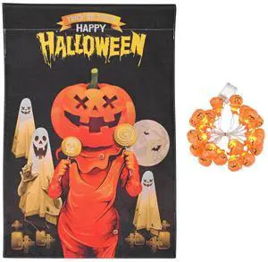 Yescom Halloween Pumpkin String Light with Garden Flag Jack O Lantern Ghost Decor 2025