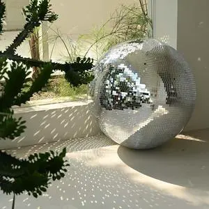 Yescom 24" Large Disco Ball Mirror Big Hanging Glass Decor for 70s 80s Party Events Wedding DJ Dance Club Stage Lighting Silver