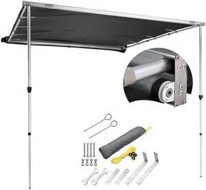 Yescom Semi-Automatic Retractable 6.6'x8.4' Vehicle Awning with Blackout Coating Motor Car Side Roof Rack Overlanding Sun Shade for  Outdoor Camping Travel Gray
