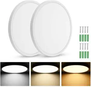 16" Flush Mount Ceiling Light 32W LED 3 Color Kitchen Lamp Home Fixture 2 Pack