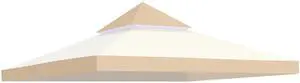 Yescom 10x10Ft UV30+ Gazebo Replacement Top for 2 Tier Outdoor Canopy Cover Patio Backyard Party Deck Sand+Ivory