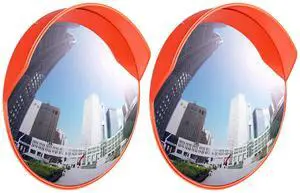 Yescom 23" Convex Safety Traffic Mirror Outdoor/ Indoor Driveway & Security Wide Angle Mirror, 2 Pcs Dome Blind Spot Mirror for Wall, Office, Parking Garage & Room