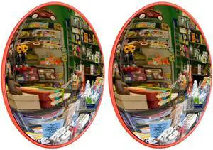 Yescom 18" Convex Safety Traffic Mirror Outdoor/ Indoor Driveway & Security Wide Angle Mirror, 2 Pcs Dome Blind Spot Mirror for Wall, Office, Parking Garage & Room