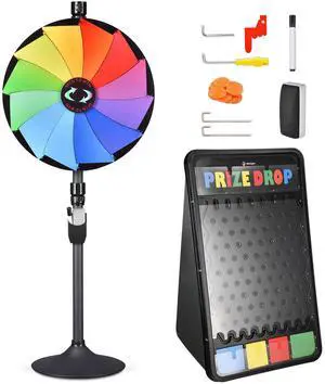 WinSpin 24" Dual Use 12 Slots Prize Wheel 41x25" Prize Drop Game Board Party