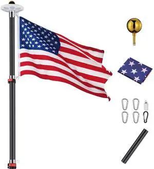 Yescom Black 25Ft Telescopic Flag Pole Kit with 136 LED Solar Light 3'x5' Flag Set for Commercial Residential Outdoor Yescom Black 25Ft Telescopic Flag Pole Kit with 136 LED Solar Light 3'x5' Flag Set for Commercial Residential Outdoor