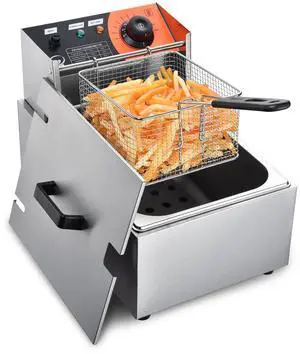 2500W 12L Professional Deep Fryer Countertop Single Basket French Fry Restaurant