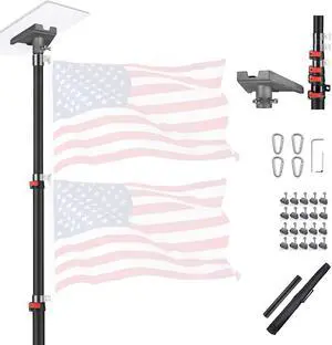 Yescom EZ GO 14ft Telescopic Flag Pole Kit with Starlink Gen3 Pipe Adapter for RV Tailgate Party