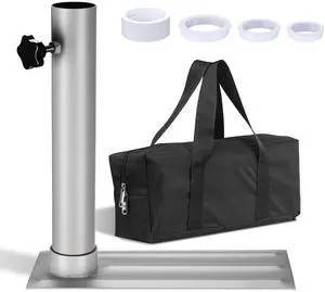 Yescom 2.48" D. Flag Pole Tire Mount Portable Metal Tailgate Camping 20ft 25ft 30ft Adjustable Flagpole Holder Silver