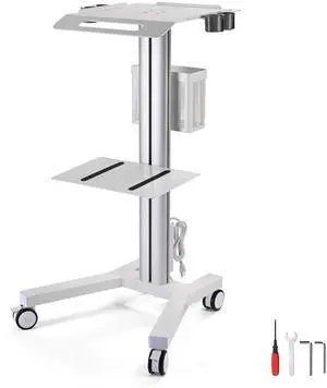 2 Tiers Medical Trolley Mobile Medical Cart Rolling Cart Lab Dental Spa Salon