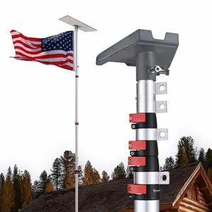 Yescom EZ GO 25ft Starlink Gen 3 Ground Pole Mount Kit with Adapter Telescopic Flagpole Mount for Outside House Inground Outdoor Camping Tailgating Silver