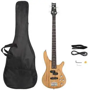 Electric Bass Guitar Full Size Standard Beginner Kit 4 String Cable Strap Carry Bag
