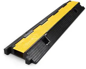 Yescom Cable Ramp Protector 1 Channel Garden Hose Protecitive 22000 Lbs Load Capacity Speed Bump for Road Driveway