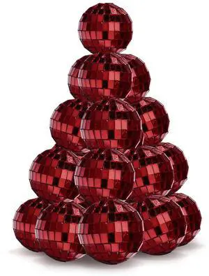 Yescom 20PCS 1.6" Small Disco Ball Mirror Mini Hanging Decoration for Events Wedding 70s 80s Party Business Holiday Home Decor Red
