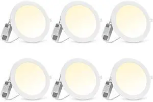 8" LED Recessed Ceiling Panel Down Light Round 3 Color Slim Spot Lamp 6 Pack