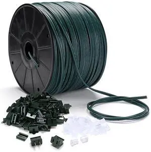 DELight 500Ft SPT-1 Electrical Wire 18 AWG UL Listed with 20 Male/Female Plugs Christmas Extension Lamp Wire Cord Green Rope DELight 500Ft SPT-1 Electrical Wire 18 AWG UL Listed with 20 Male/Female Plugs Christmas Extension Lamp Wire Cord Green Rope