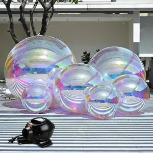 Yescom 6PCS Inflatable Mirror Ball Giant Iridescent Reusable Large Disco Balloon Decoration for Party Wedding Event Decor
