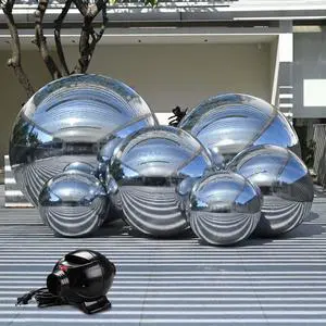 Yescom 6PCS Inflatable Mirror Ball Giant Reusable Large Disco Balloon Decoration for Party Wedding Event Decor Silver