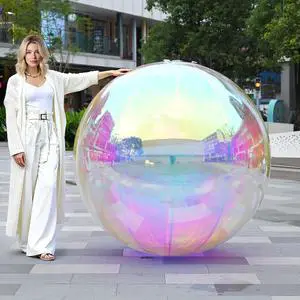 Yescom 59" Big Shiny Inflatable Mirror Ball Giant Iridescent Reusable Balloon for Large Disco Party Wedding Event Stage Decoration