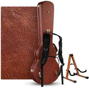 Yescom Les Paul Electric Guitar Hard Case with Backpack Strap & Folding Stand Fits for LP Style, Groove Series Vintage Sunburs Yescom Les Paul Electric Guitar Hard Case with Backpack Strap & Folding Stand Fits for LP Style, Groove Series Vintage Sunburs