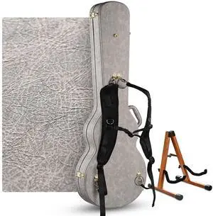 Yescom Les Paul Electric Guitar Hard Case with Backpack Strap & Folding Stand Fits for LP Style, Groove Series Sonic Silver Yescom Les Paul Electric Guitar Hard Case with Backpack Strap & Folding Stand Fits for LP Style, Groove Series Sonic Silver