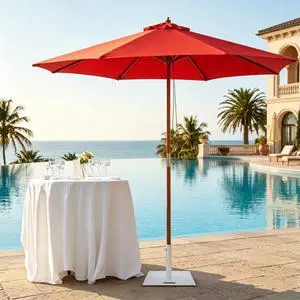 Yescom 9FT Solid Wood Patio Umbrella with Base Included Stand for Outdoor Event Rental Resort Wedding Party Restaurant Red Yescom 9FT Solid Wood Patio Umbrella with Base Included Stand for Outdoor Event Rental Resort Wedding Party Restaurant Red