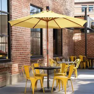 Yescom 9FT Solid Wood Patio Umbrella w/ Retro Base Pulley Lift for Resort Outdoor Event Decor Rental Wedding Party Butter Yellow Yescom 9FT Solid Wood Patio Umbrella w/ Retro Base Pulley Lift for Resort Outdoor Event Decor Rental Wedding Party Butter Yellow
