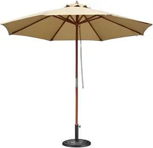 Yescom 9FT Solid Wood Patio Umbrella w/ Retro Base Pulley Lift for Resort Outdoor Event Decor Rental Wedding Party Tan Yescom 9FT Solid Wood Patio Umbrella w/ Retro Base Pulley Lift for Resort Outdoor Event Decor Rental Wedding Party Tan