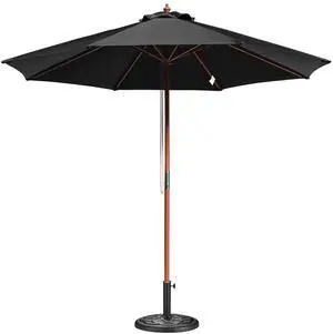 Yescom 9FT Solid Wood Patio Umbrella w/ Retro Base Pulley Lift for Resort Outdoor Event Decor Rental Wedding Party Black Yescom 9FT Solid Wood Patio Umbrella w/ Retro Base Pulley Lift for Resort Outdoor Event Decor Rental Wedding Party Black