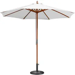Yescom 9FT Solid Wood Patio Umbrella w/ Retro Base Pulley Lift for Resort Outdoor Event Decor Rental Wedding Party White Yescom 9FT Solid Wood Patio Umbrella w/ Retro Base Pulley Lift for Resort Outdoor Event Decor Rental Wedding Party White