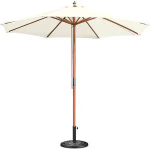 Yescom 9FT Solid Wood Patio Umbrella w/ Retro Base Pulley Lift for Resort Outdoor Event Decor Rental Wedding Party Ivory Yescom 9FT Solid Wood Patio Umbrella w/ Retro Base Pulley Lift for Resort Outdoor Event Decor Rental Wedding Party Ivory