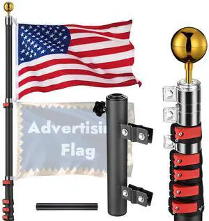 Yescom 20Ft Portable Telescoping Flag Pole with Ladder Mount Holder for Event Yescom 20Ft Portable Telescoping Flag Pole with Ladder Mount Holder for Event