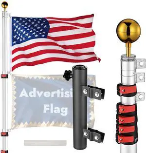 Yescom 20Ft Portable Telescoping Flag Pole with Ladder Mount for Trade Show Fair Yescom 20Ft Portable Telescoping Flag Pole with Ladder Mount for Trade Show Fair