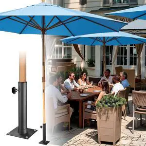 Yescom 13' Beech Wood Market Umbrella with Deck Mount & Pulley for Poolside Club Resort Shade, Light Azure Blue Yescom 13' Beech Wood Market Umbrella with Deck Mount & Pulley for Poolside Club Resort Shade, Light Azure Blue