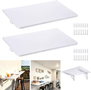 Yescom Wall Mounted Folding Desk 48 Inch 2 Pack Floating Drop Leaf Bar Table White Mounted Folding Bar Desk 2 Independent Panels Holds 100 Lbs Yescom Wall Mounted Folding Desk 48 Inch 2 Pack Floating Drop Leaf Bar Table White Mounted Folding Bar Desk 2 Independent Panels Holds 100 Lbs