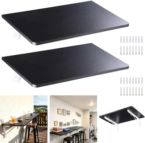 Yescom Wall Mounted Folding Desk 48 Inch 2 Pack Floating Drop Leaf Bar Table Black Mounted Folding Bar Desk 2 Independent Panels Holds 100 Lbs Yescom Wall Mounted Folding Desk 48 Inch 2 Pack Floating Drop Leaf Bar Table Black Mounted Folding Bar Desk 2 Independent Panels Holds 100 Lbs