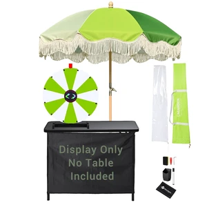 WinSpin 24" Modular Prize Wheel Tabletop with Palm Springs Green Fringe Umbrella for Outdoor Pop-up Shop Craft Booth WinSpin 24" Modular Prize Wheel Tabletop with Palm Springs Green Fringe Umbrella for Outdoor Pop-up Shop Craft Booth