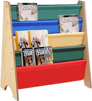 Wood Kids Book Shelf Sling Storage Rack Organizer Bookcase Display Holder Natural