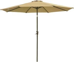 9ft UV50+ Fade Resistant New OLEFIN Outdoor Patio Umbrella 8 Rib Crank Tilt Beach Market Table Water Repellent