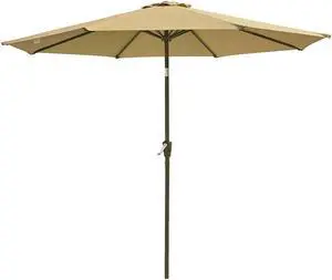 10ft UV50+ Fade Resistant New OLEFIN Outdoor Patio Umbrella 8 Rib Crank Tilt Beach Market Pool Water Repellent