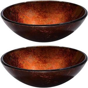 Aquaterior® 2 Pack Round Tempered Glass Above Counter Vessel Bowl Vanity Sink Bathroom Hotel Basin