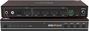 BZBGEAR 4x1 4K UHD HDMI Seamless Switcher Quad MultiViewer with Audio De-embedder