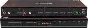 BZBGEAR 4x2 4K UHD HDMI Seamless Switcher Quad MultiViewer with Audio De-embedder