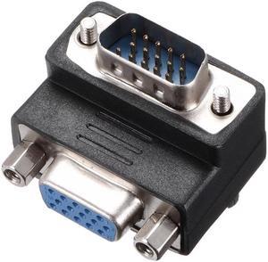 DB15 VGA Gender Changer 15 Pin Female to Male 3-row Right Angle Mini Gender Changer Coupler Adapter Connector for Serial Applications Black