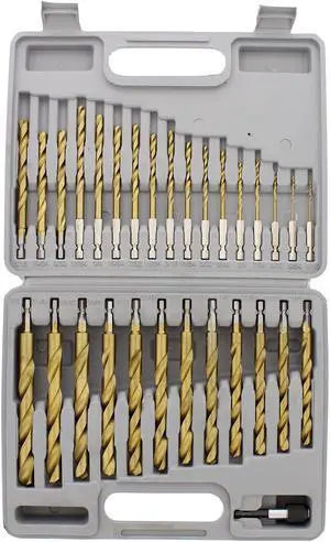 ABN 1/4in Hex Shank Drill Bit Set 30pc Quick Change Titanium Twist Drill Bit Set