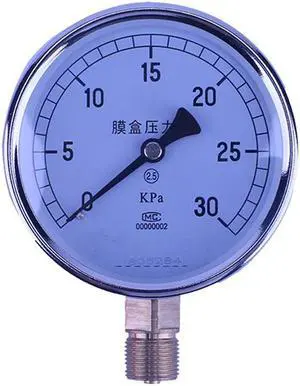 ELECALL YE-100 0-30KPA Air Diaphragm Pressure Gauge Phosphor Bronze Film Box Pressure Gauge Positive Pressure Meter