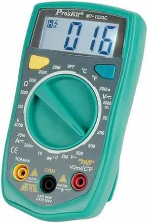 Proâ€™skit MT-1233C-C 3 1/2 Digital Multimeter DC AC Voltage Current Resistance Tester Ammeter Multitester Temperature Tester