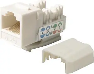 50 Pack Cat6a Keystone Ethernet Jack Punch Down 45 Degree UTP 110 8P8C RJ45 White