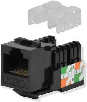 100 Pack Cat6 Keystone Ethernet Jack Punch Down 45 Degree Black 110 8P8C RJ45