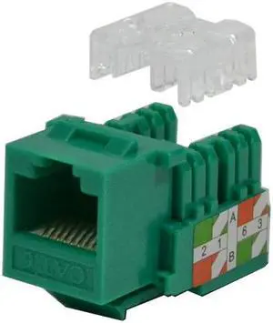 100 Pack Cat6 Keystone Ethernet Jack Punch Down 45 Degree Green 110 8P8C RJ45